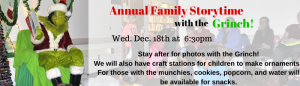 Annual Holiday Storytime with the Grinch