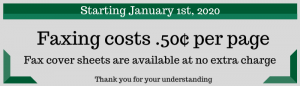 New fax cost is now 50 centers per page